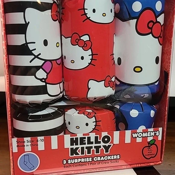 Sanrio Surprise Crackers 3 pair Crew Socks - Picture 2 of 3